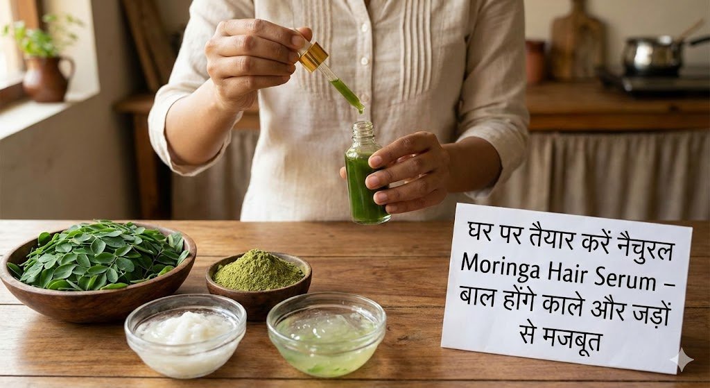 घर पर तैयार करें नैचुरल Moringa Hair Serum – बाल होंगे काले और जड़ों से मजबूत